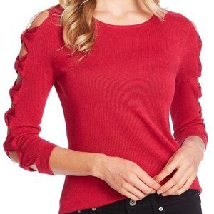 Cece by Cynthia Steffe Red Bow Sleeve Sweater Sz M